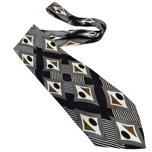 Martin Wong Geometric Pattern Silk Tie Made In USA
